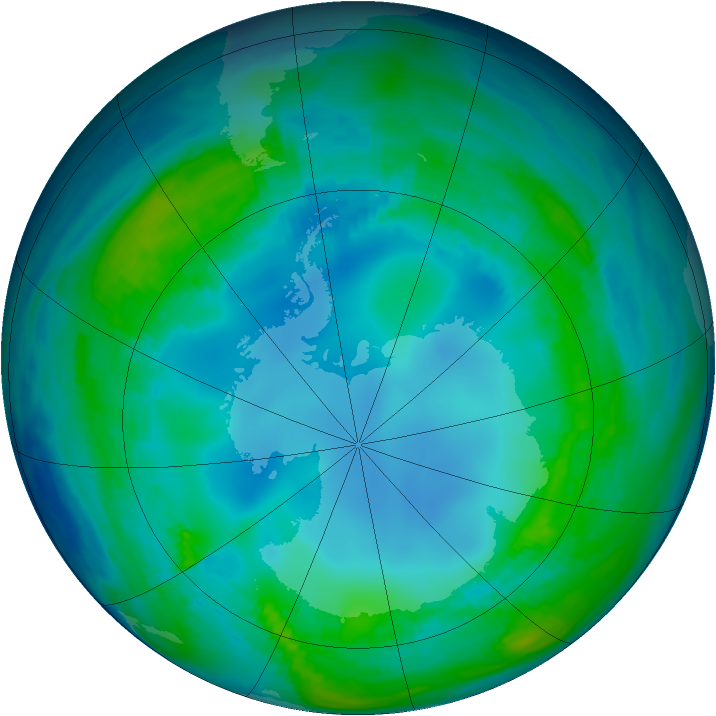Antarctic ozone map for 14 May 1985